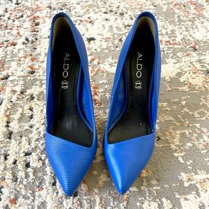 Genuine leather blue heel from Aldo. Heels are 3 1/2 inch high